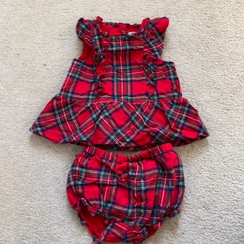 Janie and Jack tartan baby girl Christmas outfit